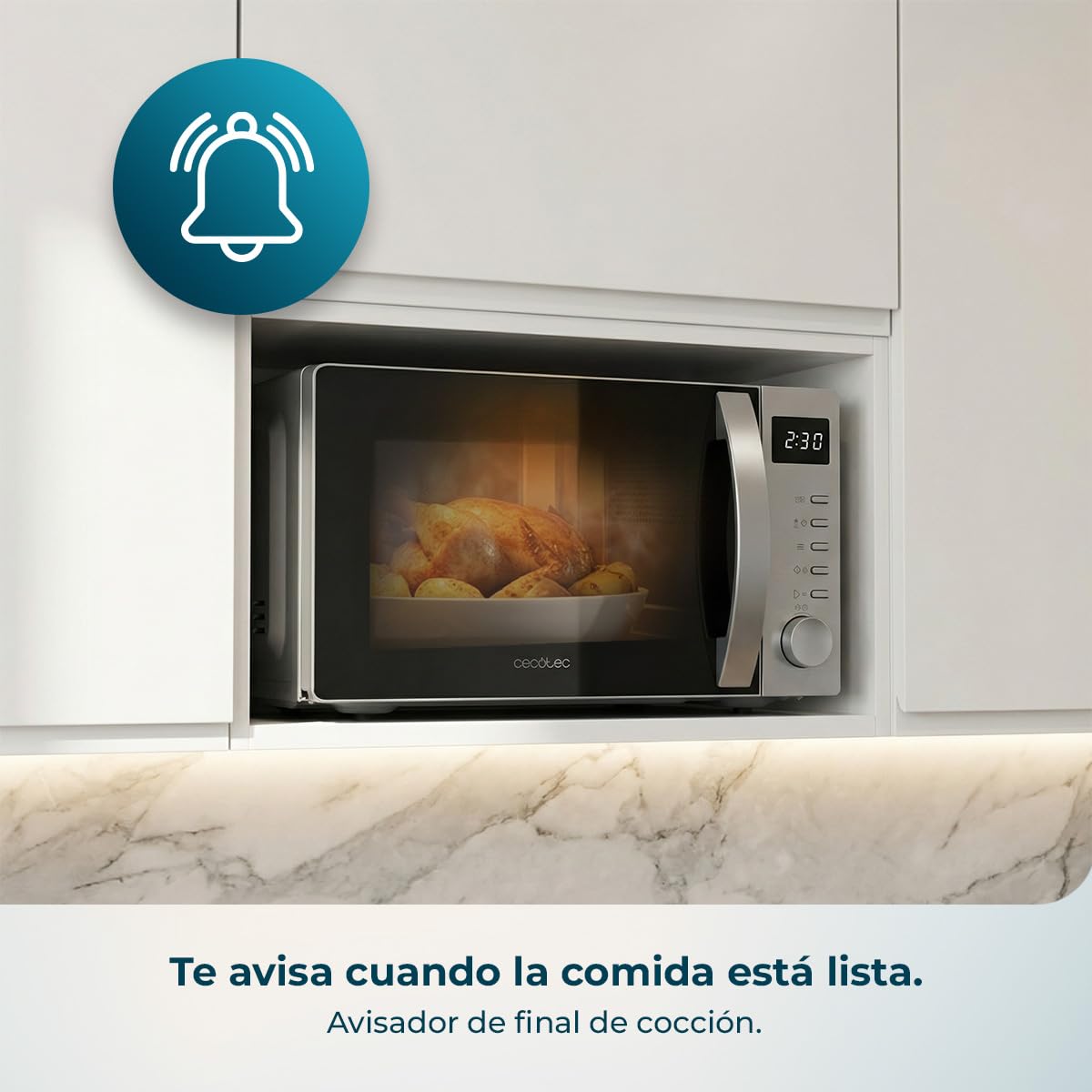 Cecotec Microondas Digital Proclean 5005 Silver 700W 20L 3DWave 5 Niveles Potencia Temporizador 30 Min Descongelación