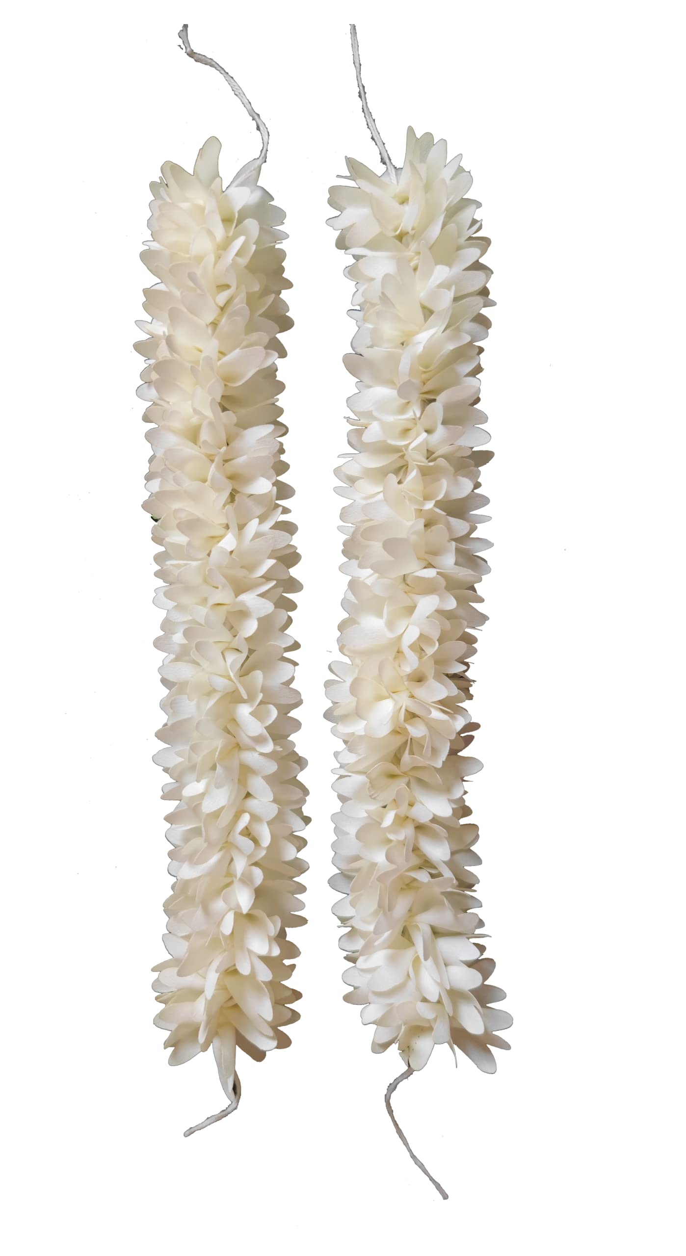 Loveinfinity 2PC Off- White Single Color Jasmine Flower Fabric Gajra 15inch for Gorgeous and Stunning Hairstyles