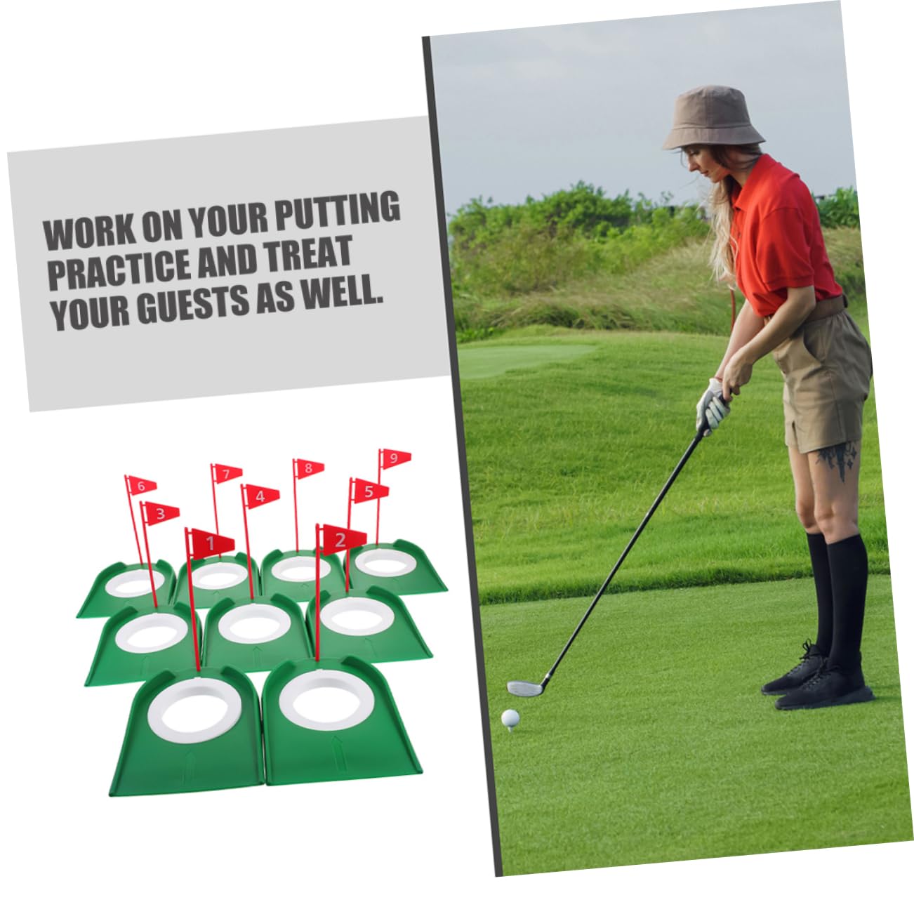 Toddmomy 9pcs Golf Putter Practice Indoor Set Putter Training Numbered Flags for Home or Outdoor Use