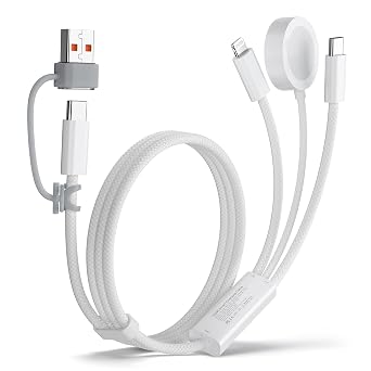 Travel Essentials for Apple Watch Charger,100W 3 in 1 Charger Cable with USB C, Lightning, iWatch Charger for iPhone, MacBook, iPad, Samsung, Google Pixel, iWatch Ultra 1-10 [Apple MFI Certified]
