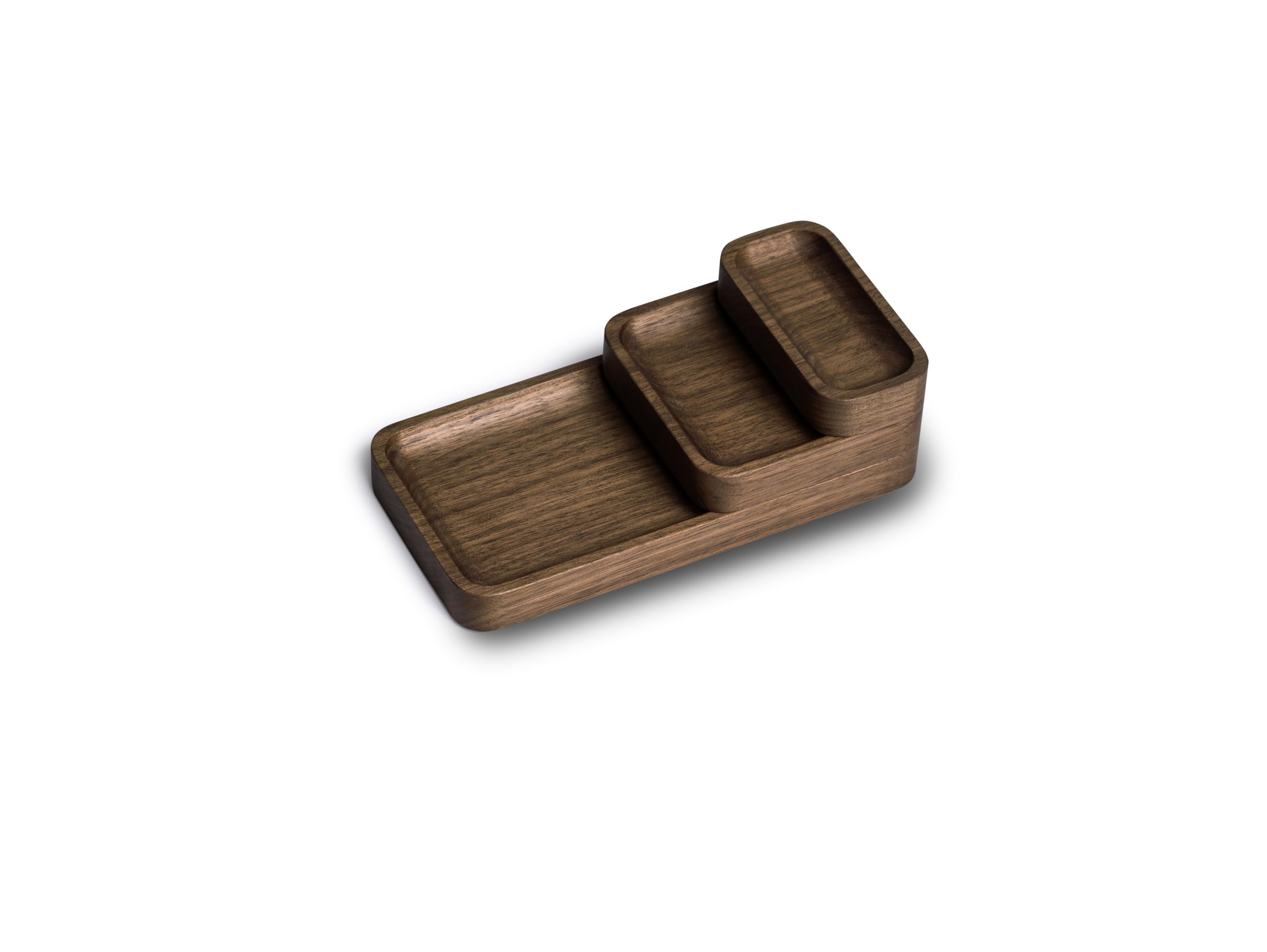 OAKYWOOD - Holztabletts Schreibtisch Organizer - Papierablage aus Massivholz, Dokumentenhalter - Büro Organizer, Handy Tablet Halterung - für Büro Zuhause Schule - Set mit 2 Kleinen - Walnuss