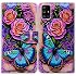 Bcov Case for Galaxy A71 5G,Blue Butterfly Flowers Rose Leather Flip Phone Case Wallet Cover with Card Slot Holder Kickstand for Samsung Galaxy A71 5G