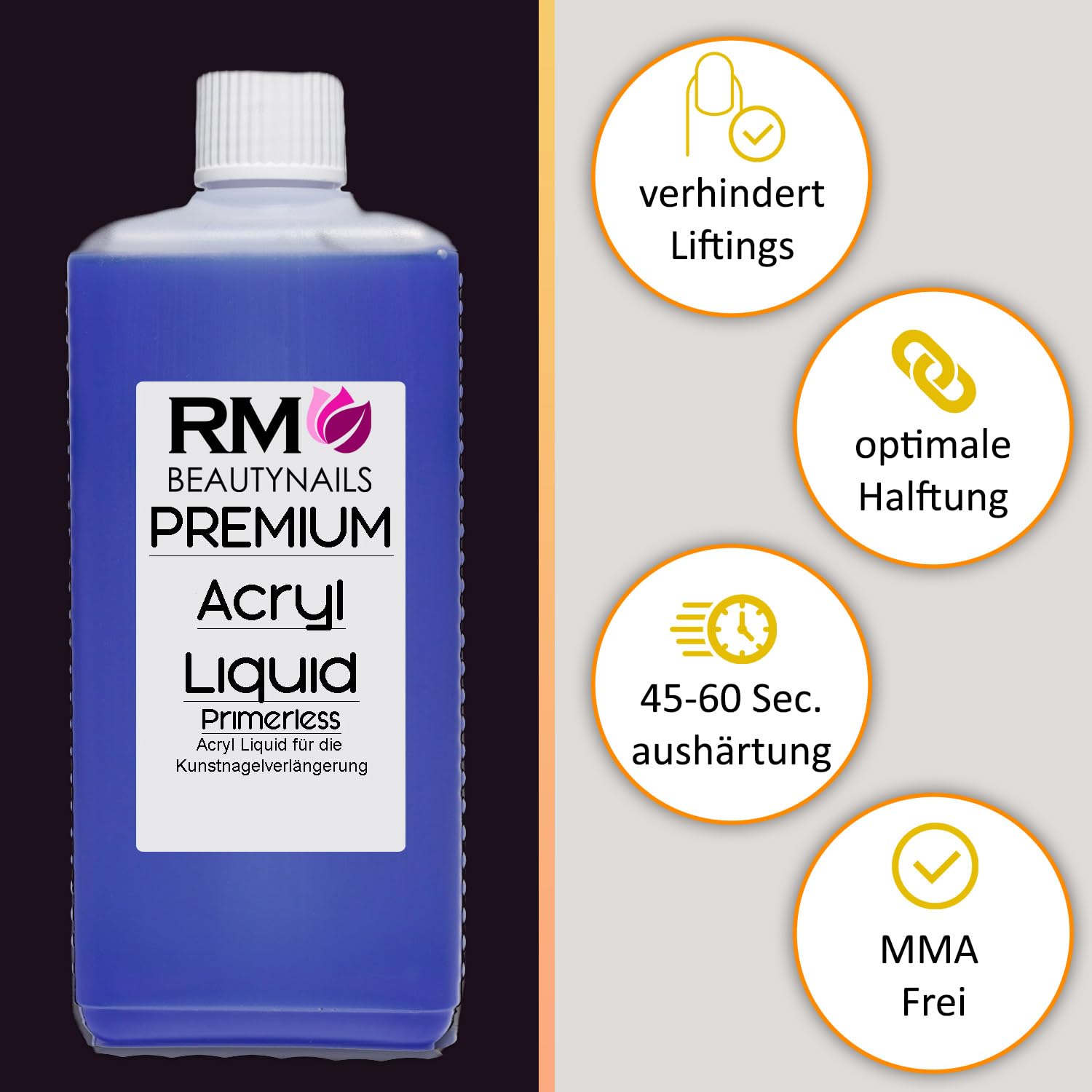 Liquido acrilico 100 ml Primerless - Liquido per unghie acriliche perfette nel design delle unghie, ad asciugatura rapida, non ingiallisce, qualità studio