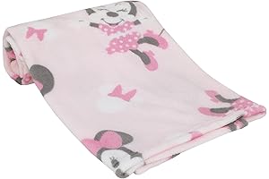 Disney Minnie Mouse Pastel Pink, White & Black Bows & Icons Super Soft Baby Blanket