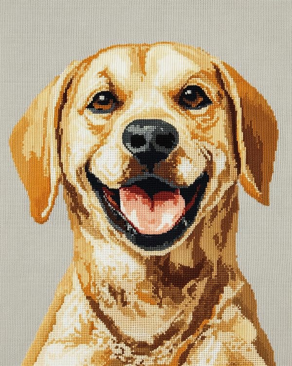 Kit point de croix pré-imprimé pour apprendre la broderie facilement motif chien