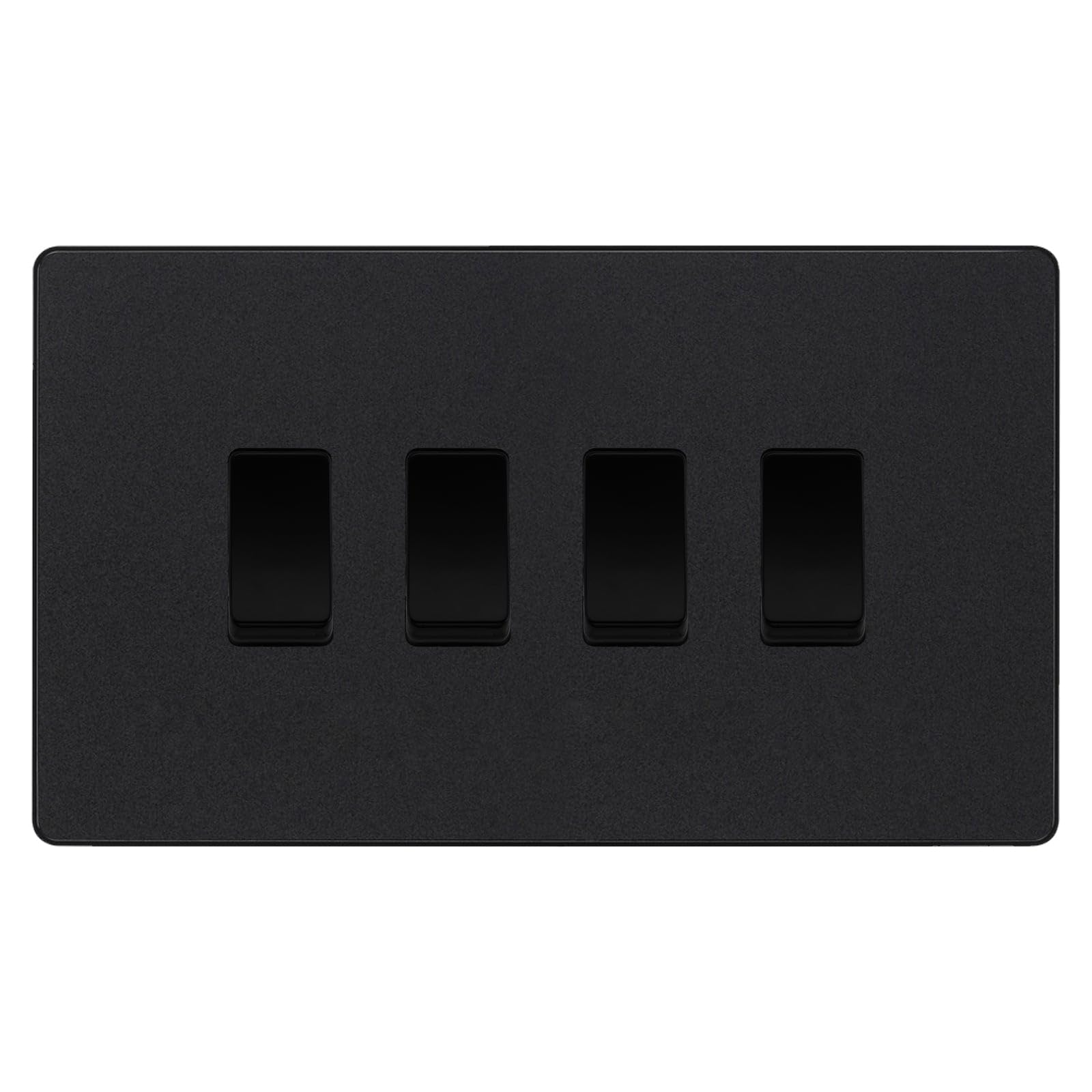 BG Evolve Matt Black 4 Gang Quad Light Switch PCDMB44B