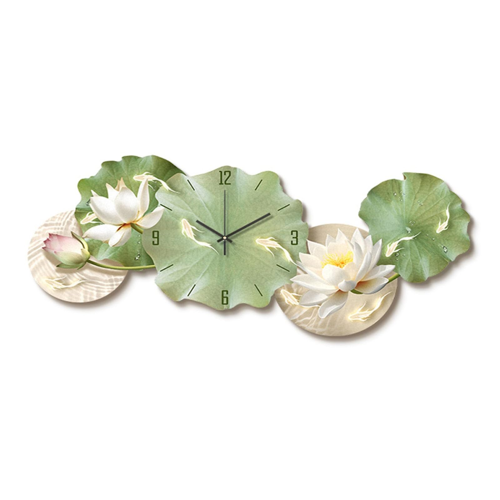 Reloj cocina Lámpara de pared grande con decoración flor loto y reloj