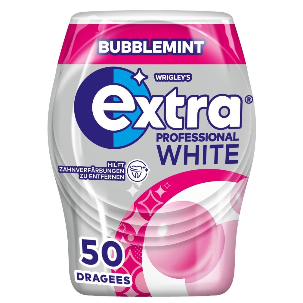 Extra Professional Kaugummi Zuckerfrei, White Bubblemint, 50 Dragees, Großpackung Chewing Gum, Xylitol Kaugummi ohne Zucke mit Minz Frische (50 Dragees)