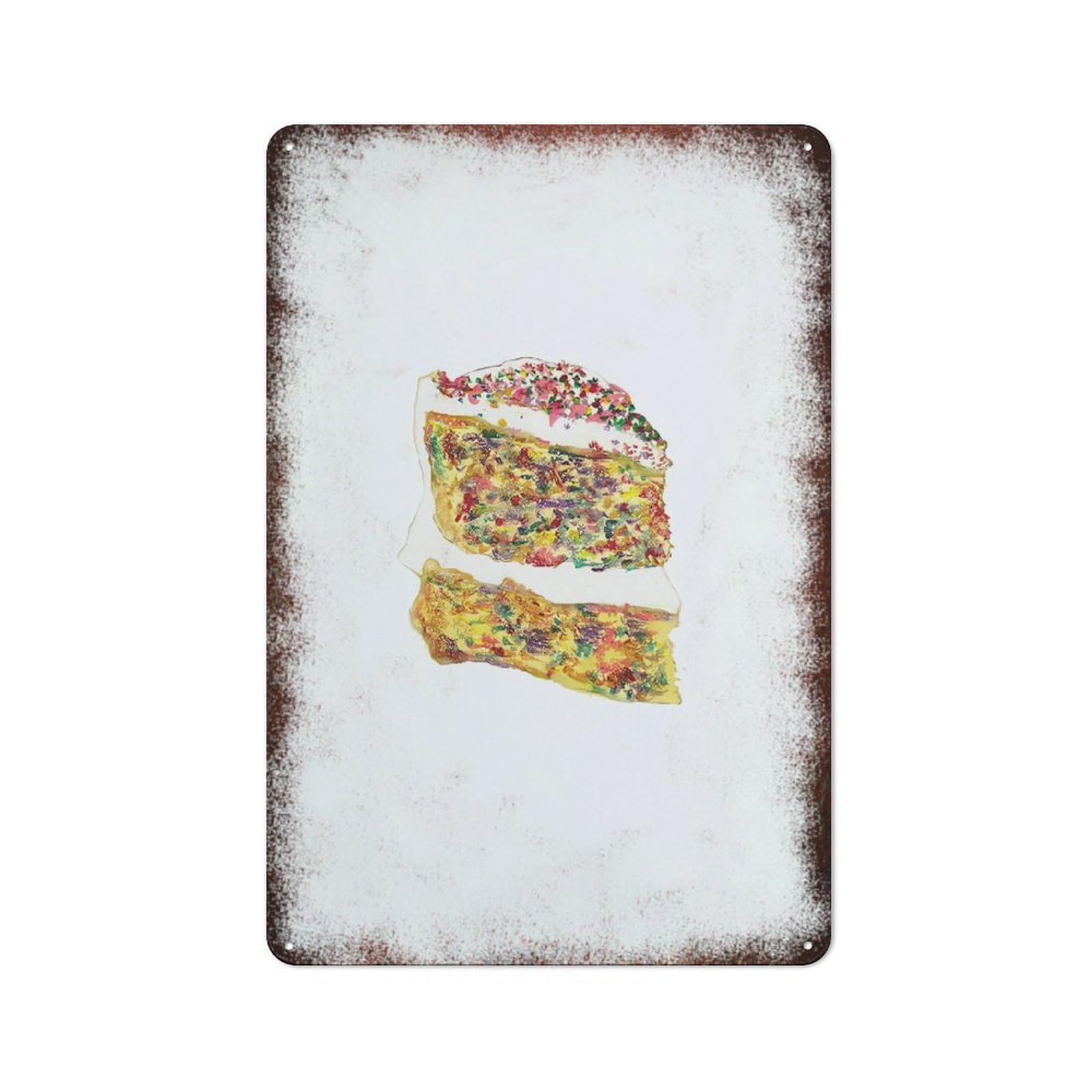 peiyeety Metal Tin Sign Sprinkled Cake Slice Pattern Vintage Rustic Wall Art Kitchen Bathroom Bedroom Living Room Cafe Farmhouse Entryway Office Garage Home Bar Laundry Room Porch Patio 12x16 Inch