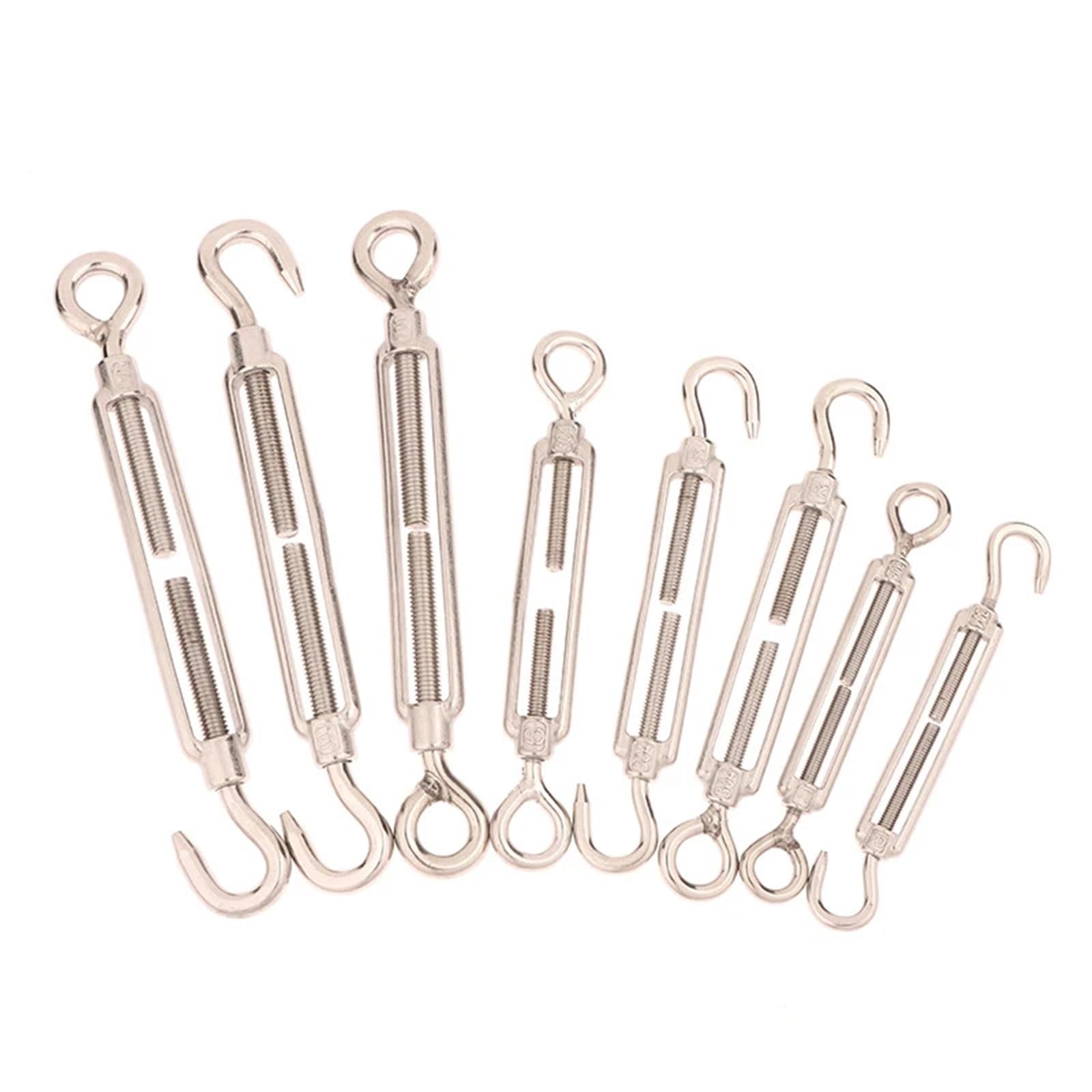 Crochets de gréement chaîne réglables en acier inoxydable 304, dispositif Tension câble métallique, tendeur à œil, 8 pièces Pour Accessoires Chaîne(M6-2)