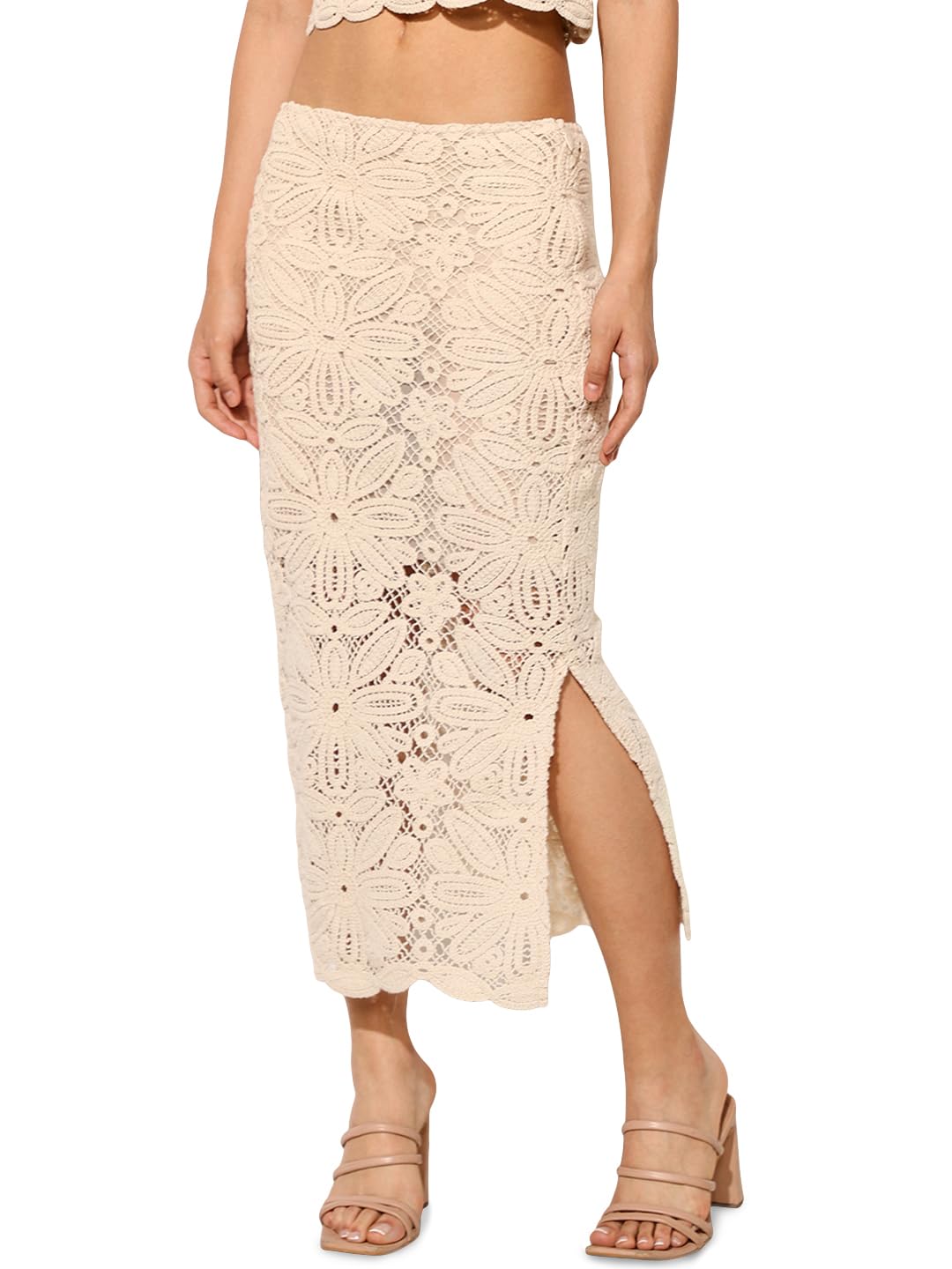 ONLY Onlalberte Mw Long Skirt WVN, Sheer Pink, M