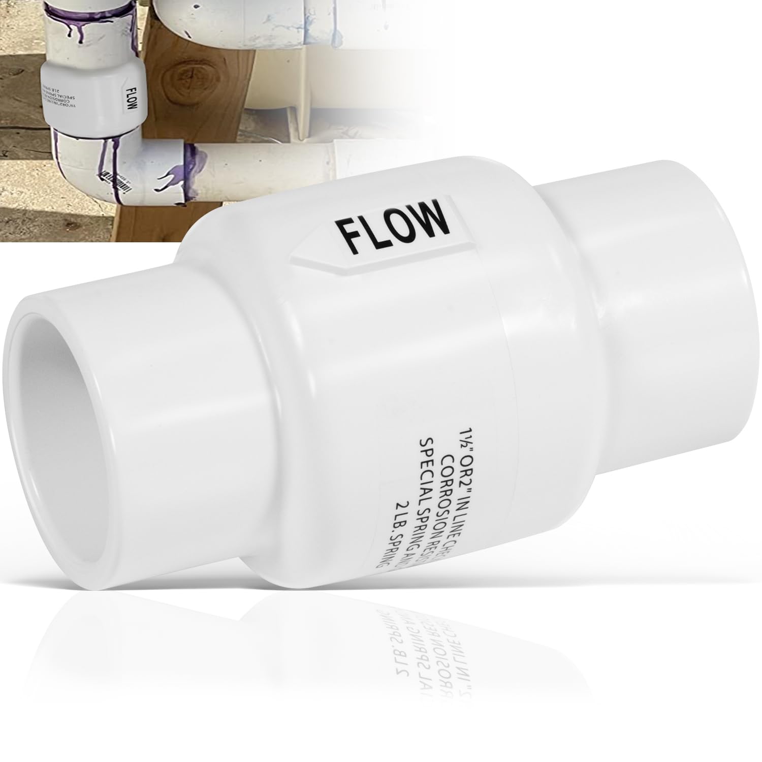 R172288 1.5-2"Dual-Size Corrosion-Resistant Slip Spring Check Valve Replacement for Pentair, Reliable Backflow Prevention Replacement Pool and Spa Automatic Feeder (1½" & 2")