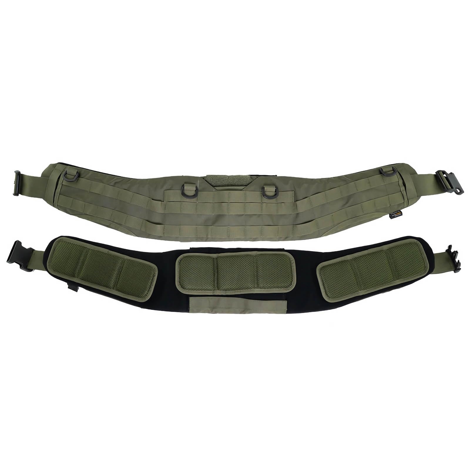 1 Cinturón Táctico Modular MOLLE Acolchado de Perfil Bajo, Cinturón de Patrulla Cortado con Láser con Forro de Malla Transpirable(Green)