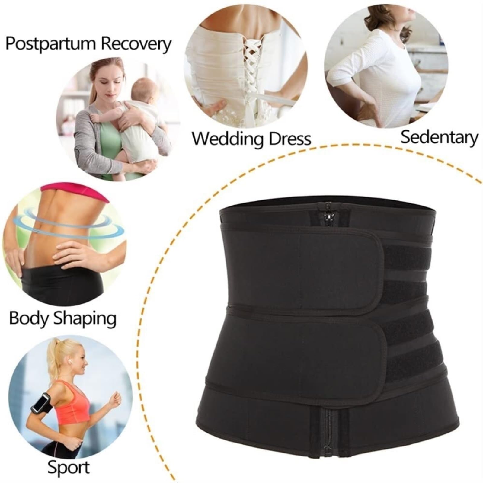 Ceinture De Sudation Abdominale Shaperwear Ceinture De Soutien Lombaire pour La Taille Corsets Ceinture De Sauna Sangle De Contrôle du Ventre Entraîneur De Taille(Black,XXL)