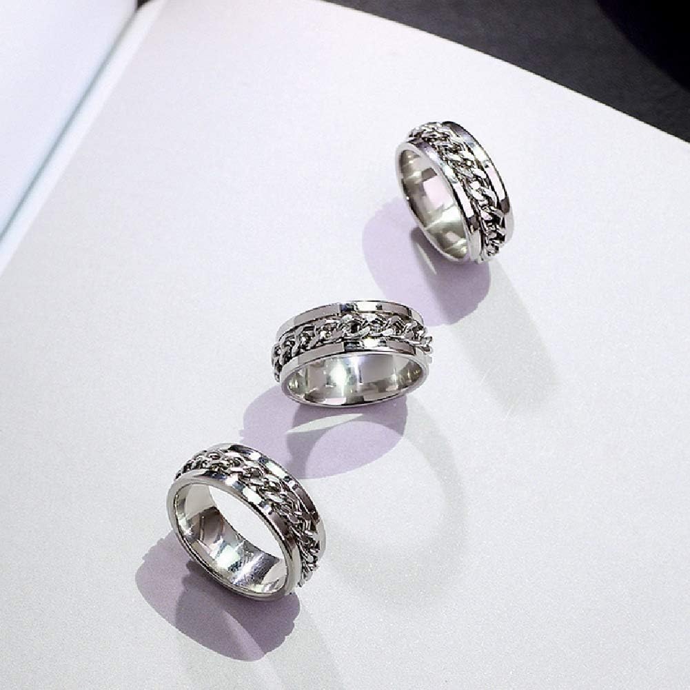 Spinner Ring for Men Women Silver Ring for Men Stainless Steel Ring Cool Titanium Fashion Ring Beer Bottle Opener Chain Rings - Image 4