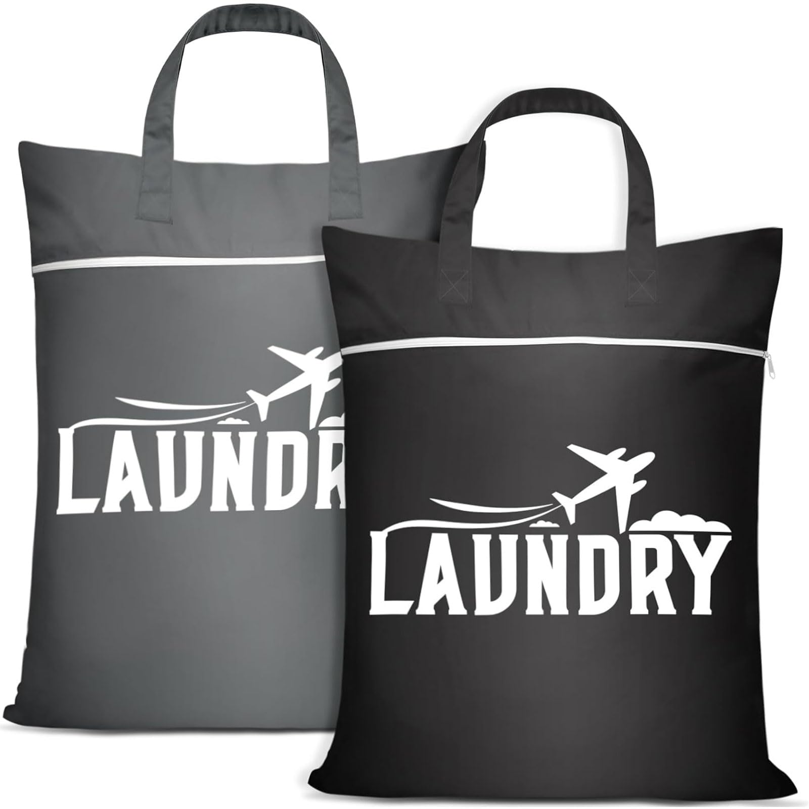 Large Travel Laundry Bags,2 Pcs Travel Laundry Bag with Handle,Laundry Bag Travels with Zip,Laundrys Bag, Dirty Laundry, Waterproof Laundrys Bag,Laundry Bags for Travels,Swimming,Yoga (Blackgrey)
