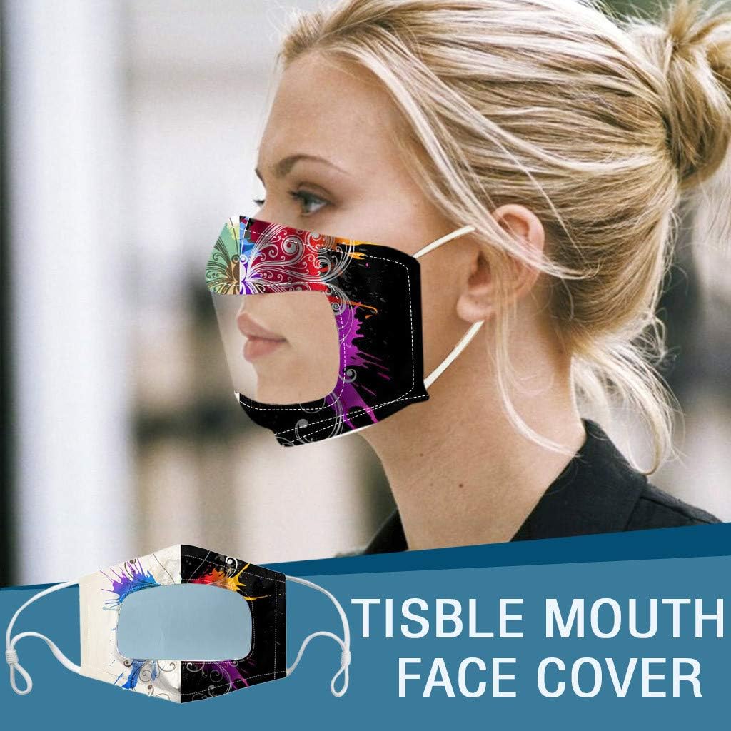EvaFAST Breathable Facemasks Reusable Washable with Clear Window Visible Expression Lip Reading, for Adults and Deaf and Hard Of Hearing comfortable Lightweight Face Bandanas 5PACK (G)