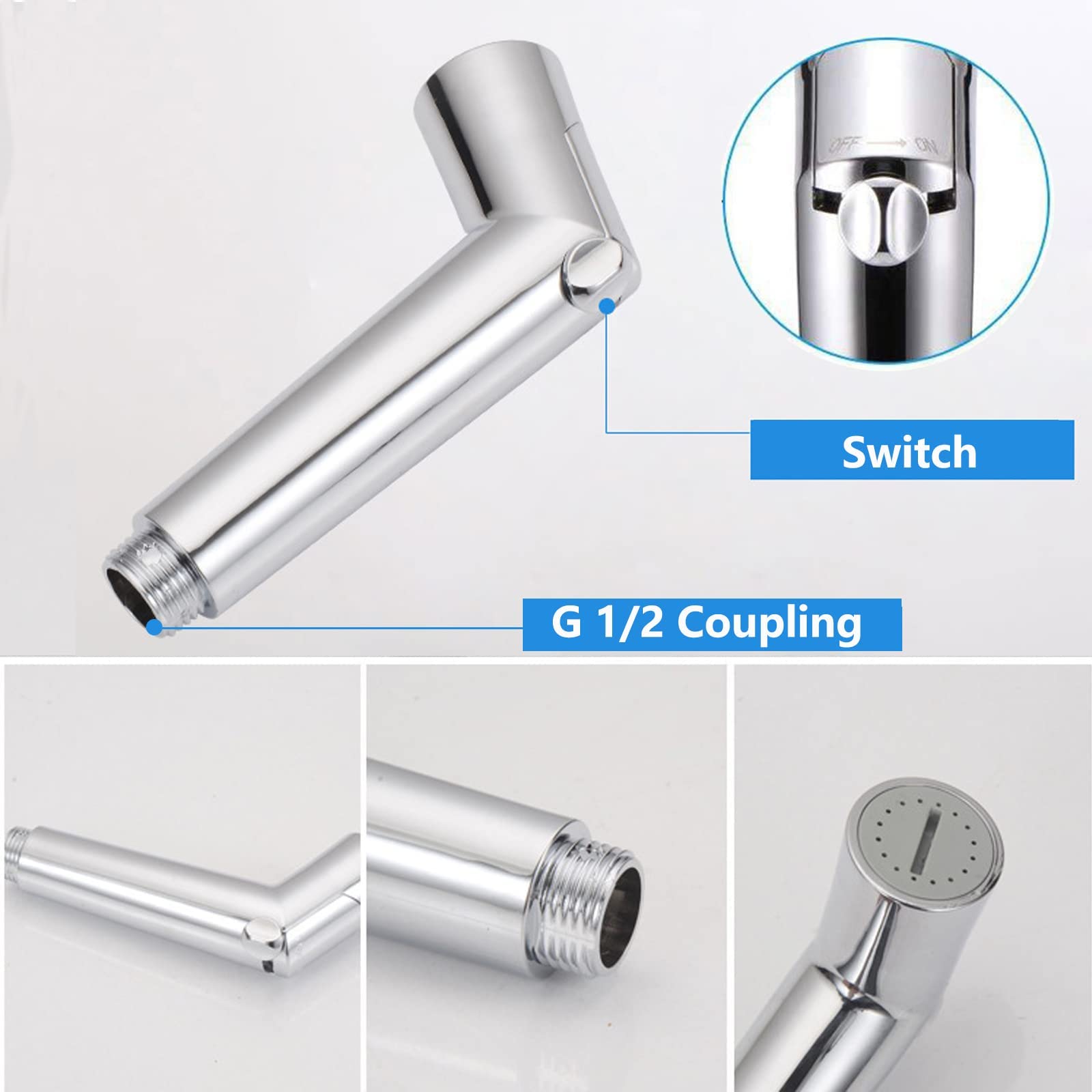 Rociador de Bidé de Mano Pulverizador Ajustable Cabezal Ducha Bidet Sprayer Grifo Bidet Portatil para WC Kit Ducha de Lavabo para Limpiar Inodoros Baño de Mascotas Higiene Personal