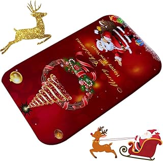 BAIBEI Zerbino Natalizio Ingresso, Tappeto Christma Decorazione con Supporto Antiscivolo per Home Office Decorazione Cucina, 40x60cm