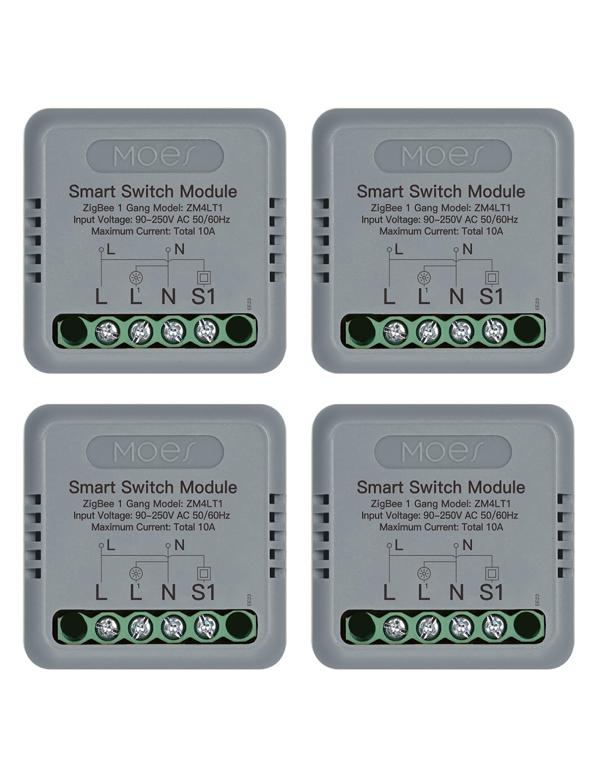 MOES Zigbee Interrupteur d'Éclairage Encastré 1 Voie | Mini module de relais intelligent, conducteur neutre et passerelle Zigbee requis, compatible Tuya