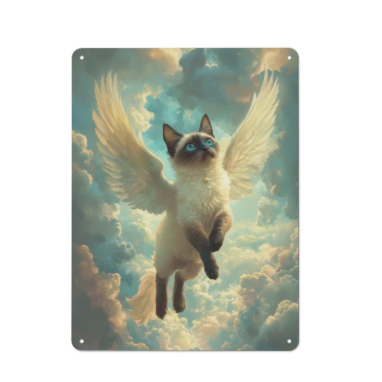 Junmoney Siamese Cat Metal Wall Sign With Design 40X30cm, Clean Industrial Studio Wall Art For Loft, Studio, Office Or Creative Room