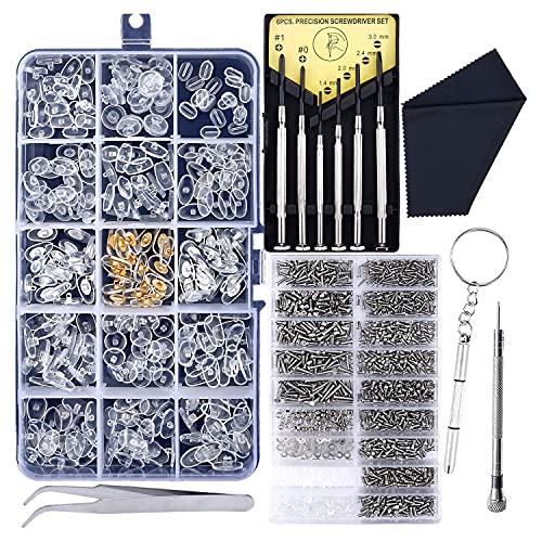 Kit de reparación de gafas de alta versión 1500 piezas completo de tornillos de gafas y...