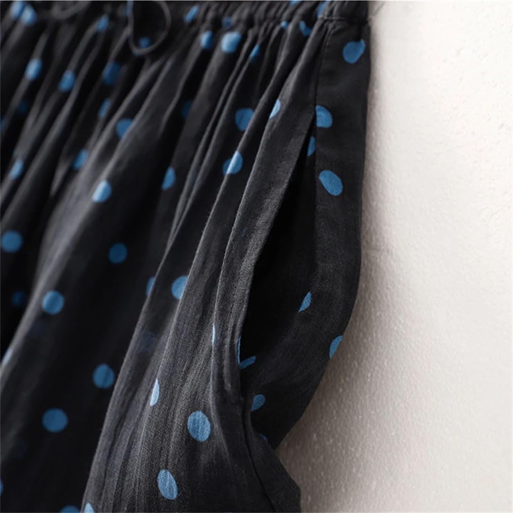 Gonne vintage da donna a pois con elastico in vita con coulisse casual sciolto Midi A-Line gonne a pieghe