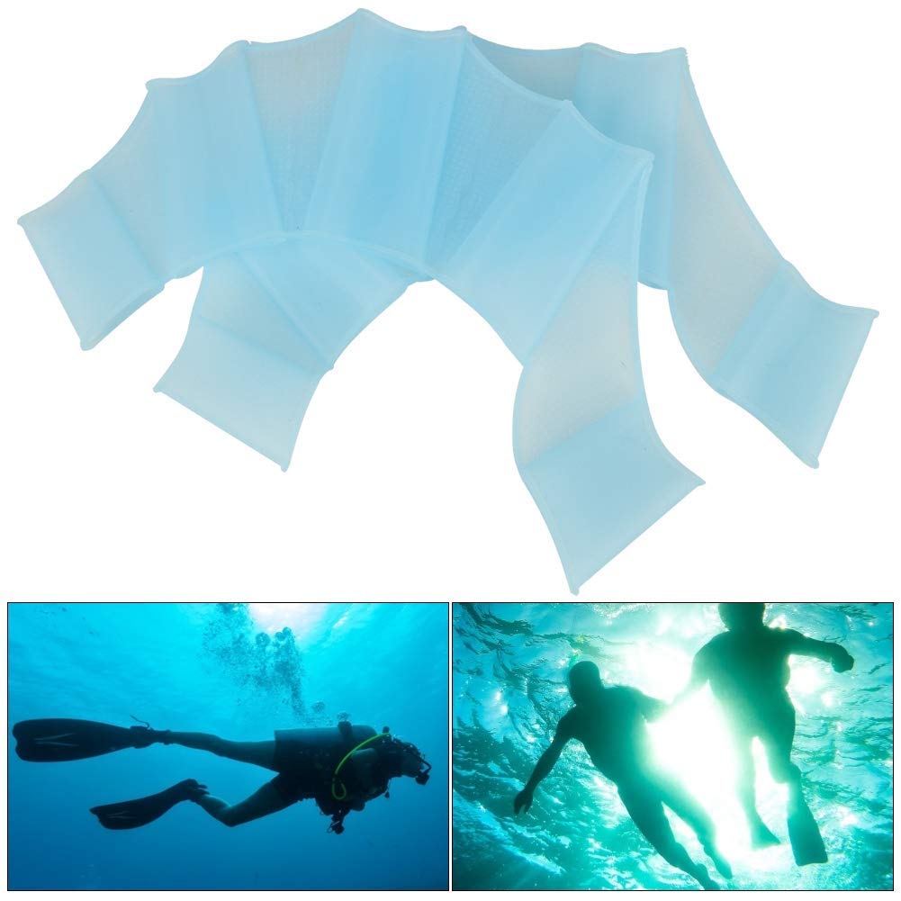Aletas de natación de Mano 1 par de Guantes acuáticos Aletas de natación con Palma Guantes palmeados para Dedo Paleta para Nadar Buceo(S)