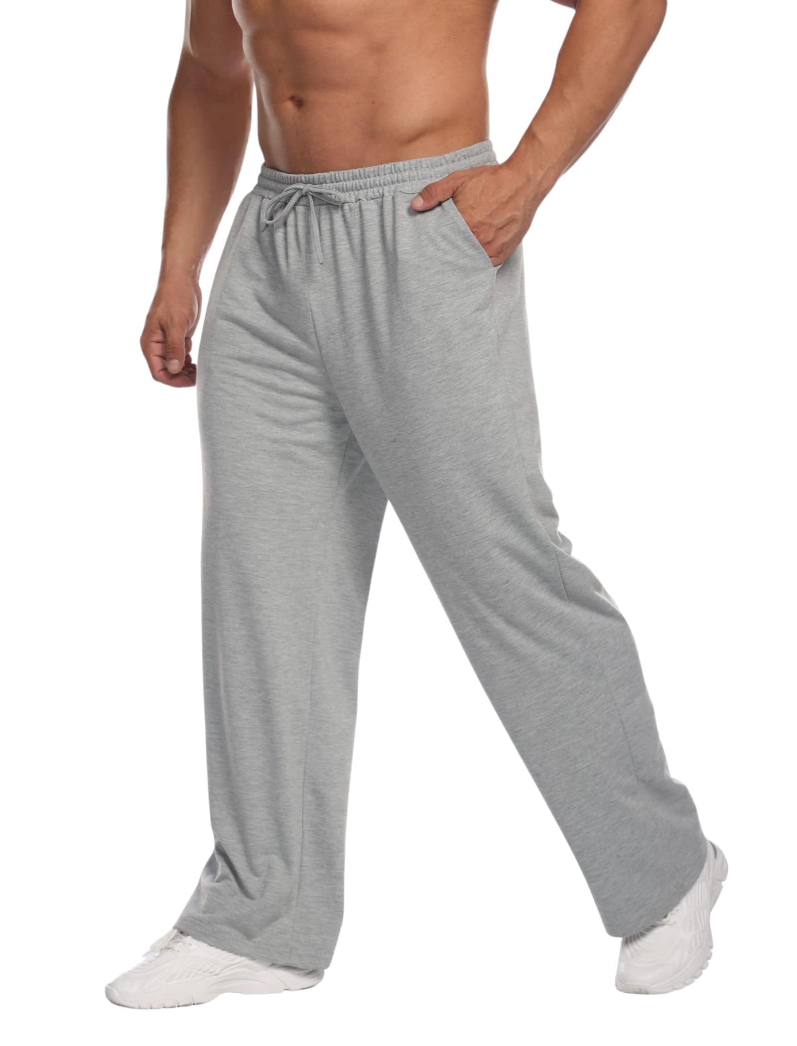 PINSPARK Jogging Bottoms Men's Sports Trousers Baggy Men's Long Cotton Casual Trousers Lightweight Training Trousers Men Wide Leg Sweatpants with Pockets and Drawstring S-XXL