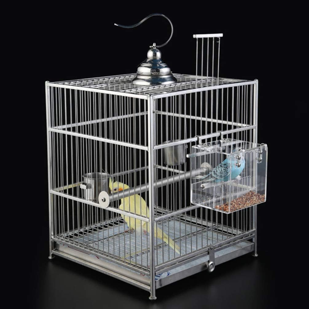 UKCOCO No Bird Feeder- Parrot Feeder Cage with Hooks Birds, Automatic - Spill Parrot Food Container, Dish Hanging in Cage Feeding Bowl Cage Accessory for Small Birds Budgerigar Canary (Size S)