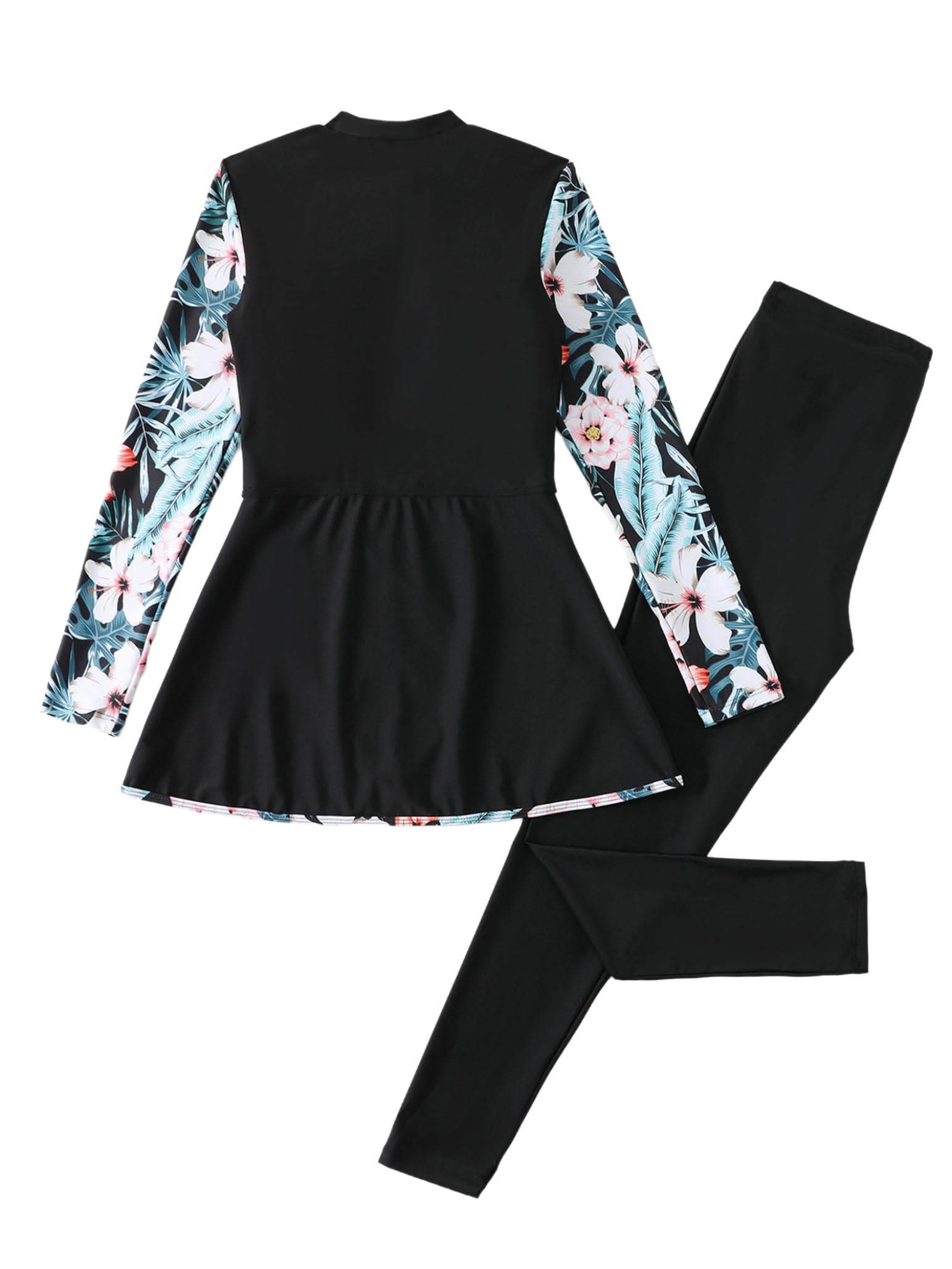 Femme Maillot de Bain 2 Pièce Imprimé Floral Burkini Combinaison et Pantalon de Sportt Legging Rashguards Protection UV