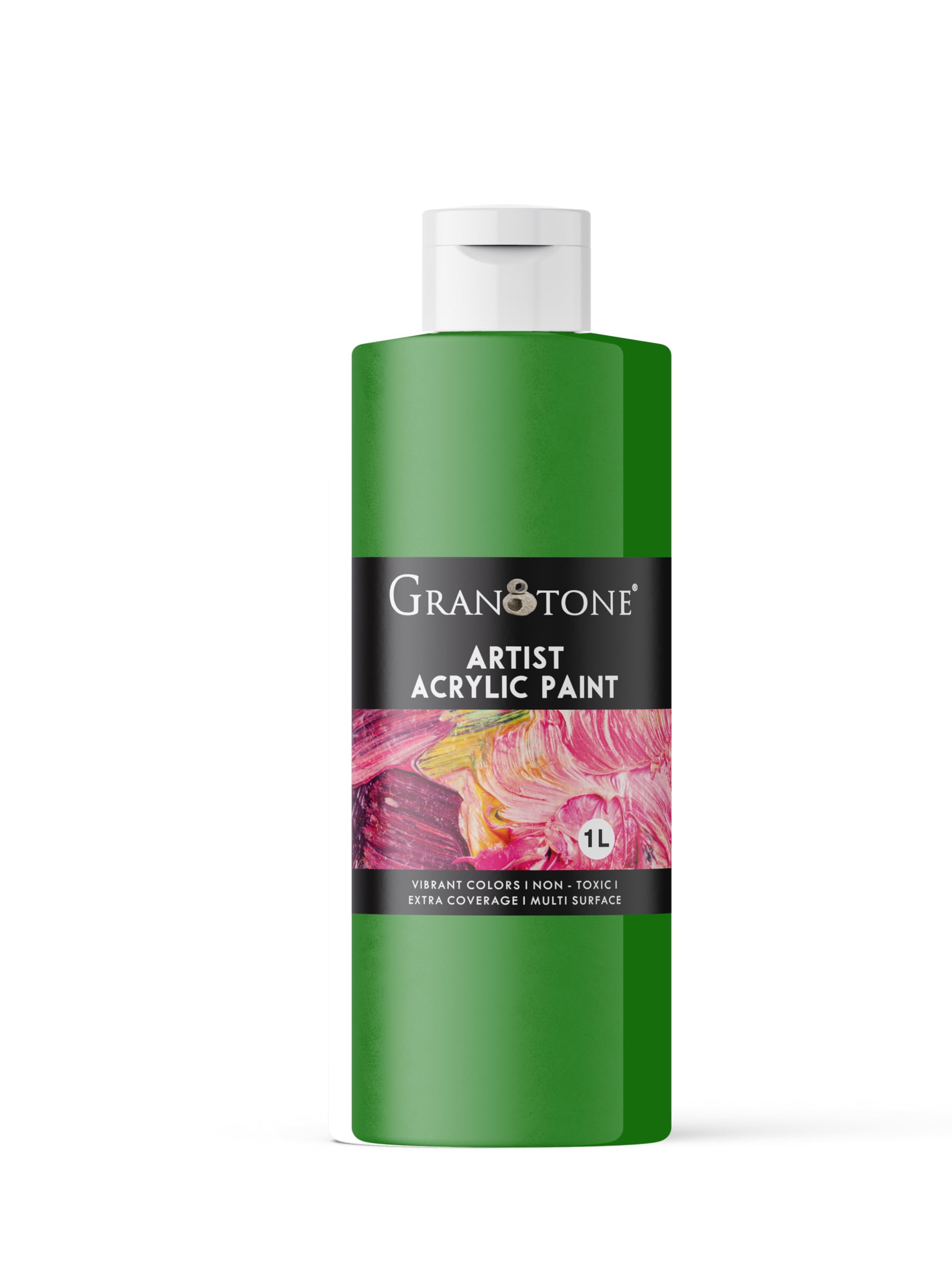 GRANOTONE Acrylic Colour | 1000 ml (Green) | Rich Pigment, Non-Cracking Art & DIY Paint | Suitable for Canvas, Wood, Leather, Earthenware, and Metal