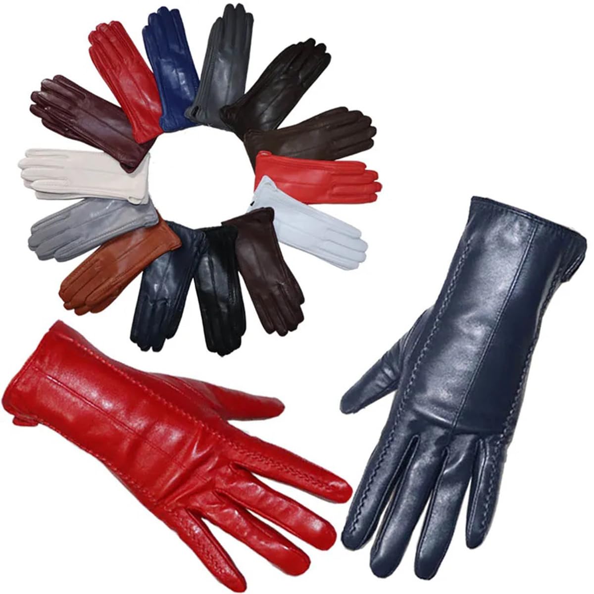 Gants épais en cuir, coupe-vent, chauds et tactiles, pour femmes, idéaux pour l'hiver et les activités de plein air