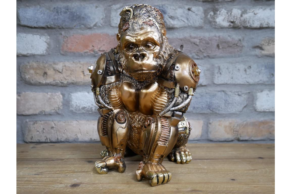 Venture Vehicles Ltd Gold Detailed Mechanical Effect Steampunk Style Gorilla Ornament | Resin
