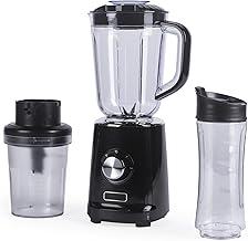 Progress 3 in 1 Jug Blender Set – Blending Jug 1.25L, Chopping Bowl 450ml, Sports Bottle 600ml BPA-Free, 500W, 2 Speeds, Pulse Function, Stainless Steel Blade, Easy-Drink Lid, Food Processor