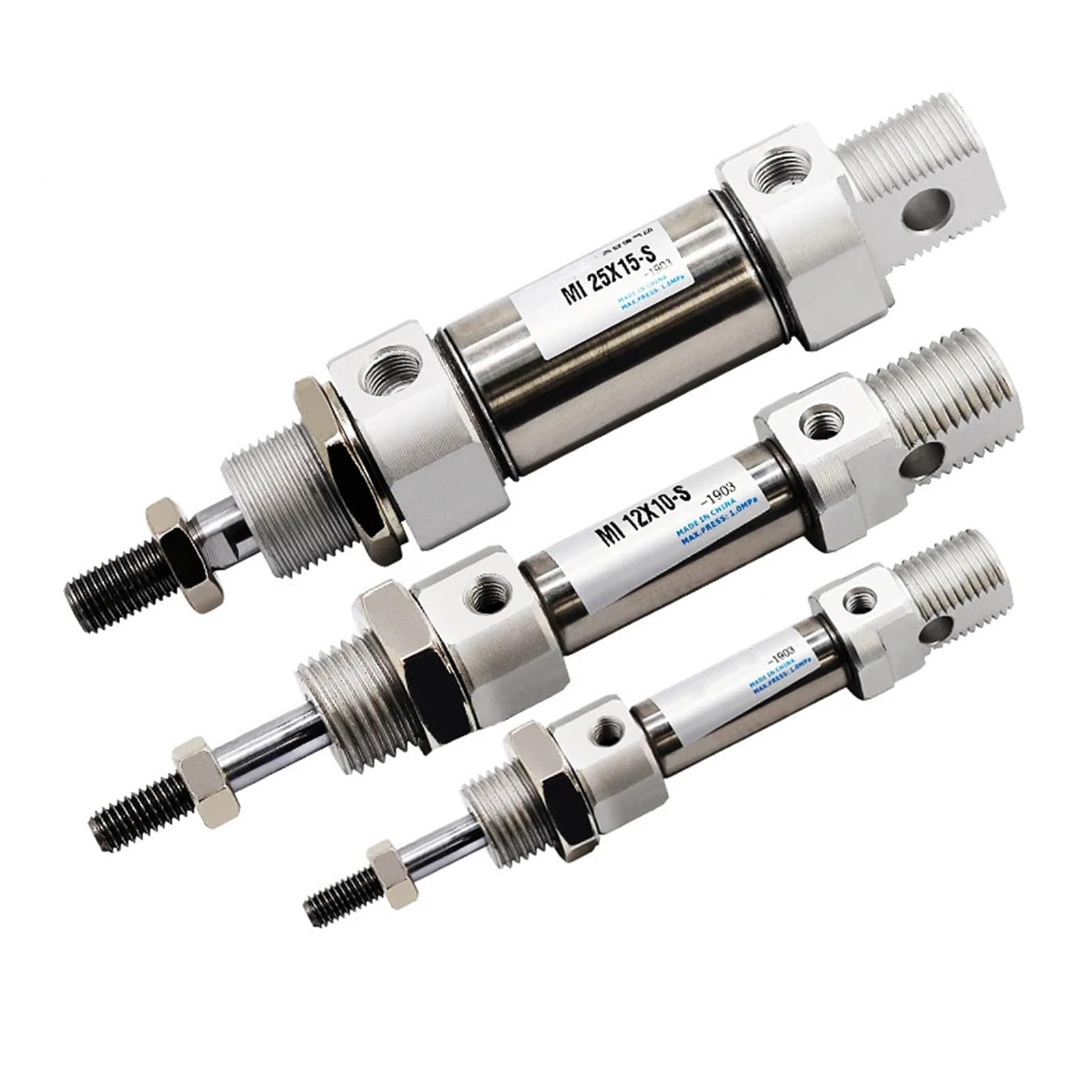 Vérin double effet MI 16-10 en acier inoxydable course 150mm