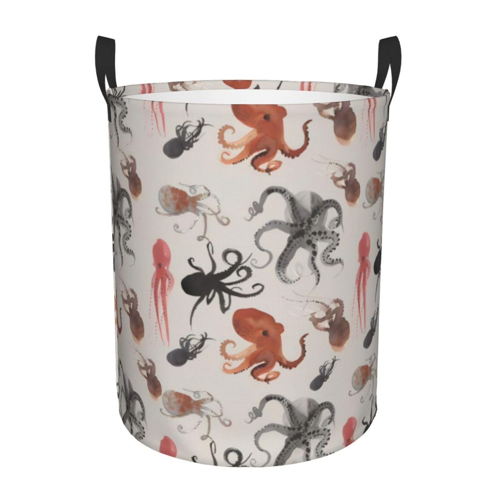 S Circular Hamper – Collapsible Color octopus Print Laundry Basket