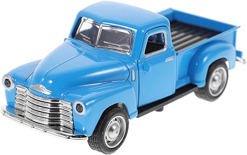 NUOBESTY Figura de camioneta antigua, juguete de vehículo de automóvil de aleación vintage, adorno retro azul cielo para centro de mesa de Navidad,