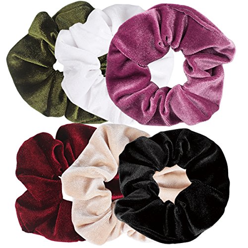 Jaciya 6 Pack Scrunchies for Hair Velvet Scrunchies for Hair Velvet Scrunchies Elastics Scrunchies Velvet Scrunchy Bobbles Soft Elegant Elastic Hair Bands Hair Ties, 6 Colors