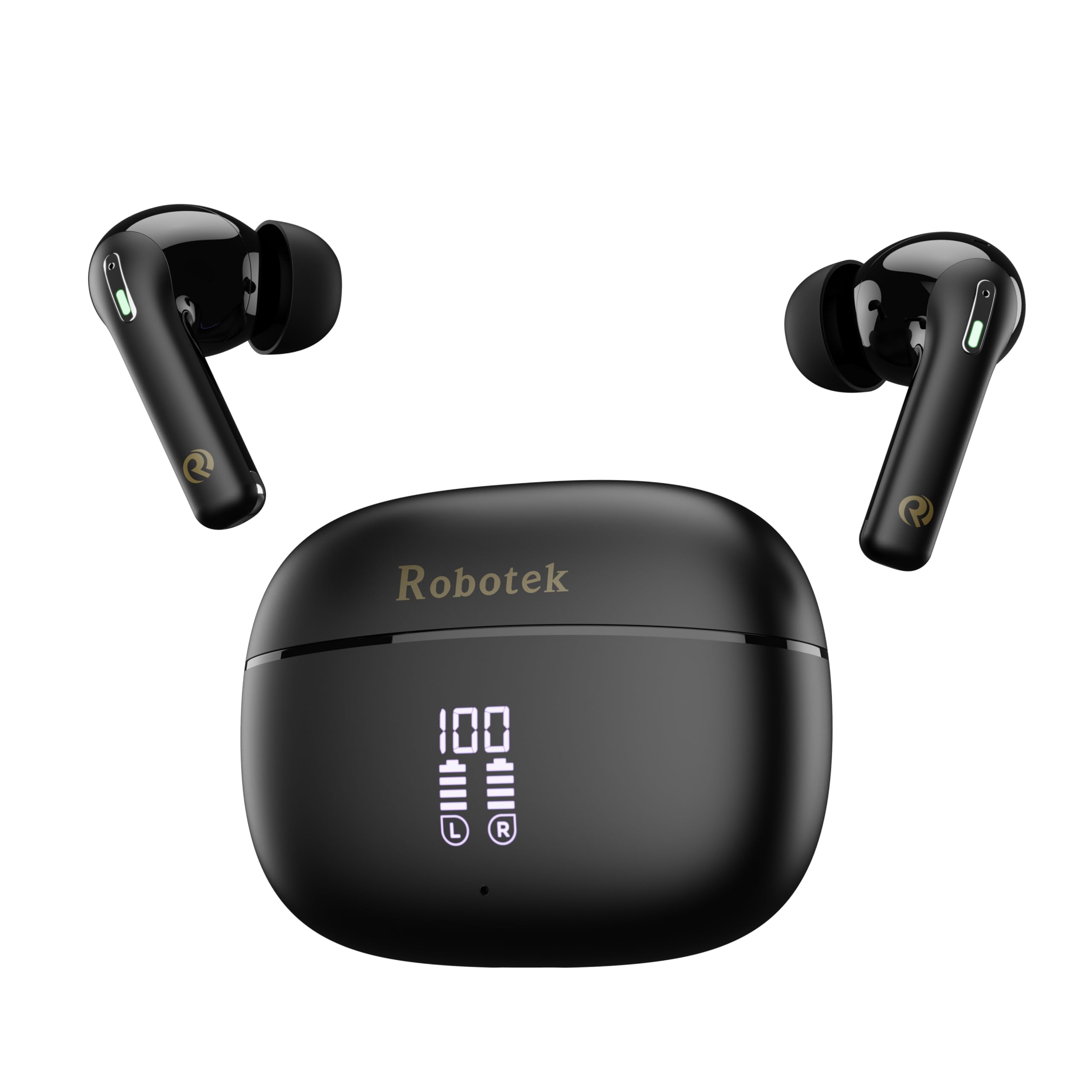 Robotek Airmute True Wireless Earbuds (TWS) | 40 Hrs Playtime | ANC + ENC Inbuild | Type C Charging | Silicon Mic for Crystal Clear Calling | Lightweight & Durable Design | Black-image-31