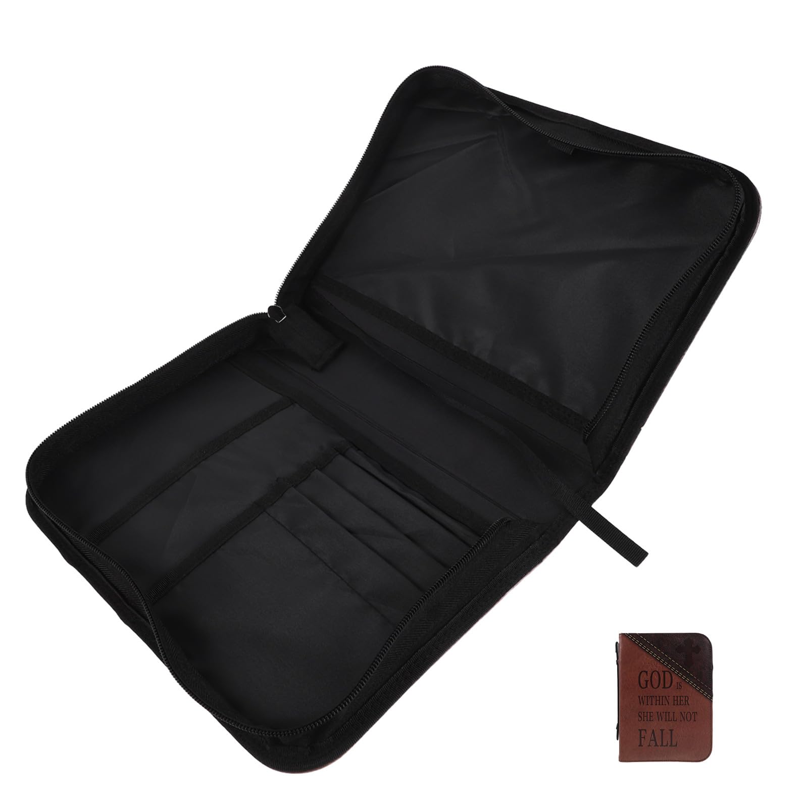 Estuche Protector Biblia Grande con Asa y Bolsillos Múltiples, Funda Resistente al Agua de Pu para Estudio Escrituras y Uso Iglesia