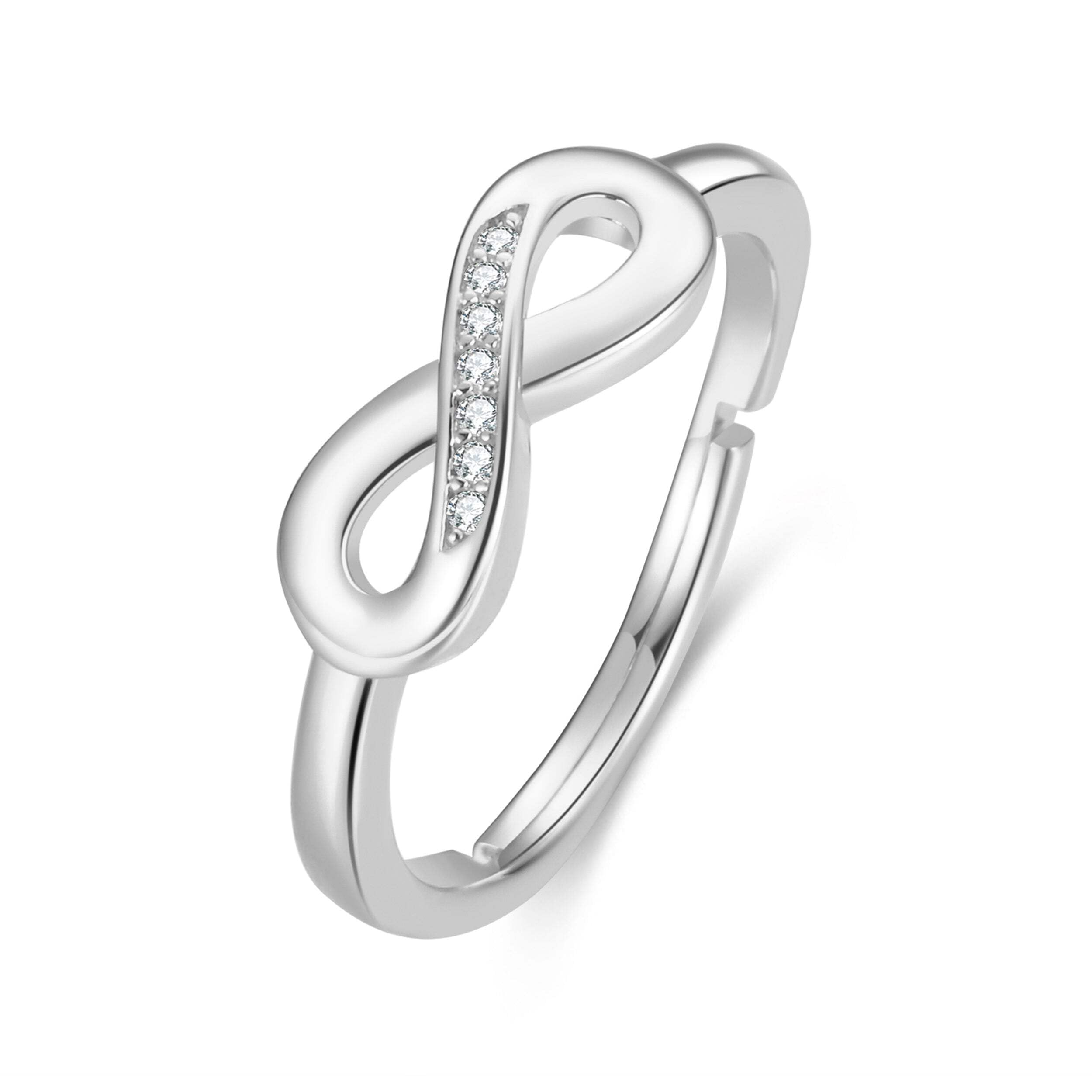 Philip JonesSilver Plated Infinity Ring Created with Zircondia® Crystals