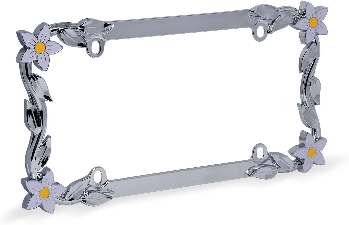 Cruiser Accessories 19130 Daisy License Plate Frame, Chrome/Painted