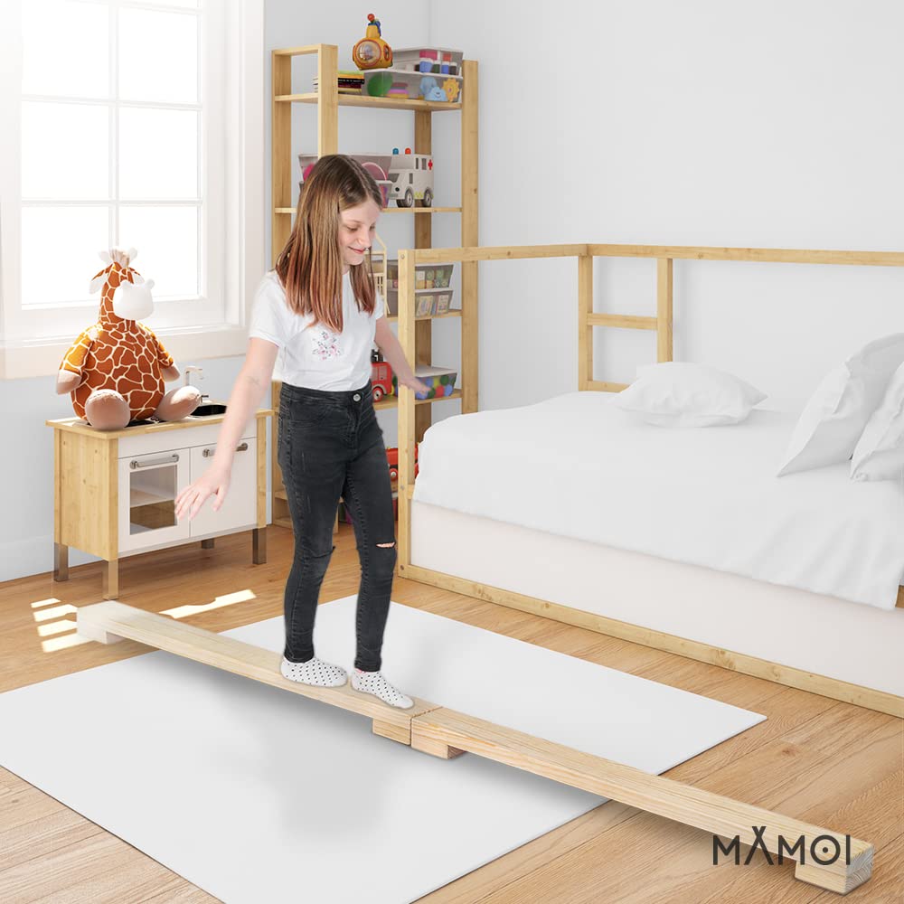 MAMOI® Trave Ginnastica Artistica 200 cm, Attrezzi Ginnastica Pieghevole per Bambini, Parallele Imbottita Antiscivolo da Casa