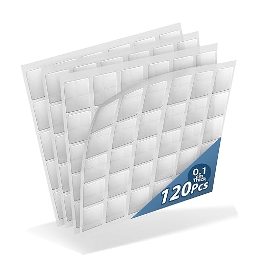 Kuchoow Pegatina adhesiva, masilla cuadrada transparente para póster, masilla de montaje extraíble, 120 piezas de tachuelas adhesivas de doble cara