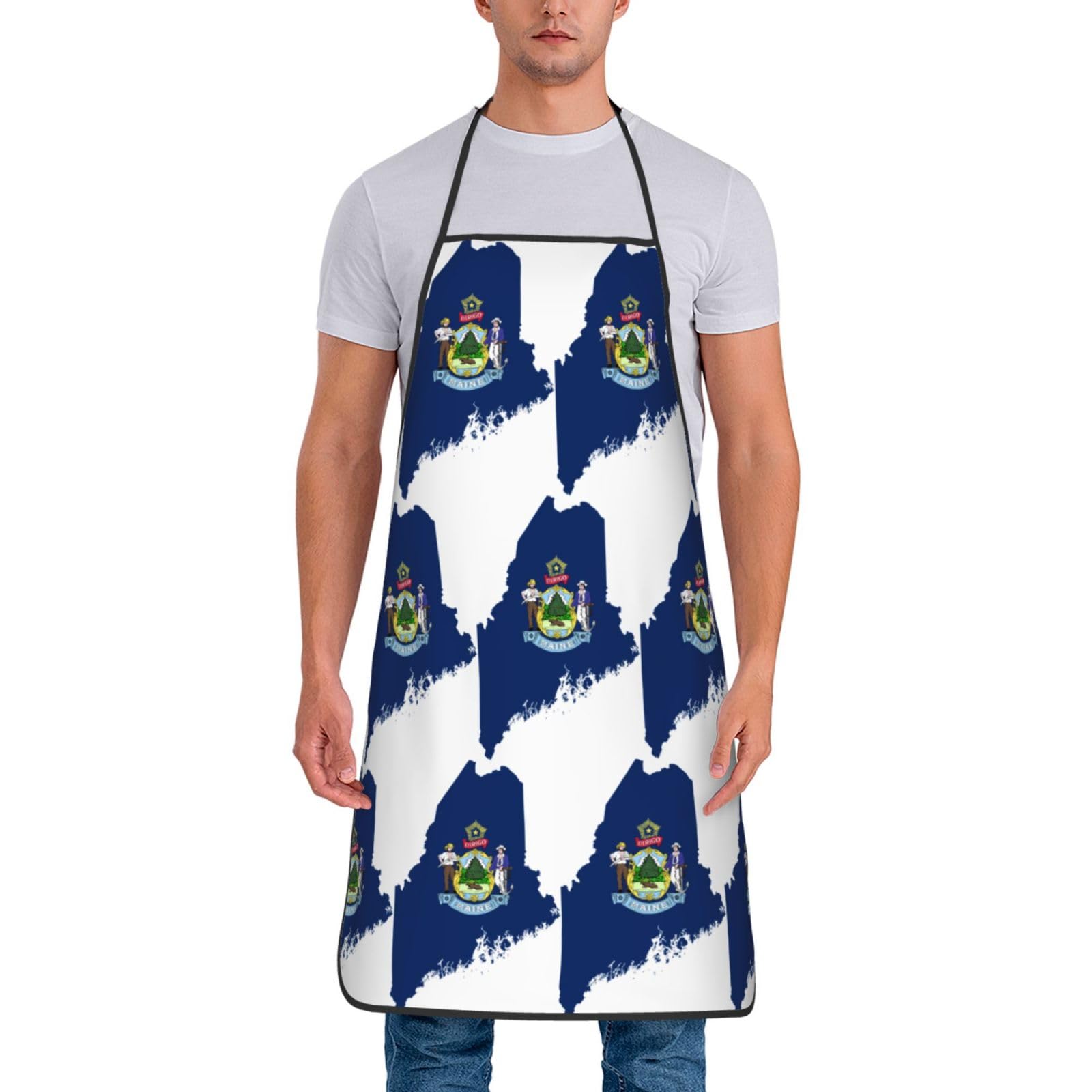 Tablier de cuisine unisexe avec drapeau et carte du Maine, doux et confortable pour homme et femme