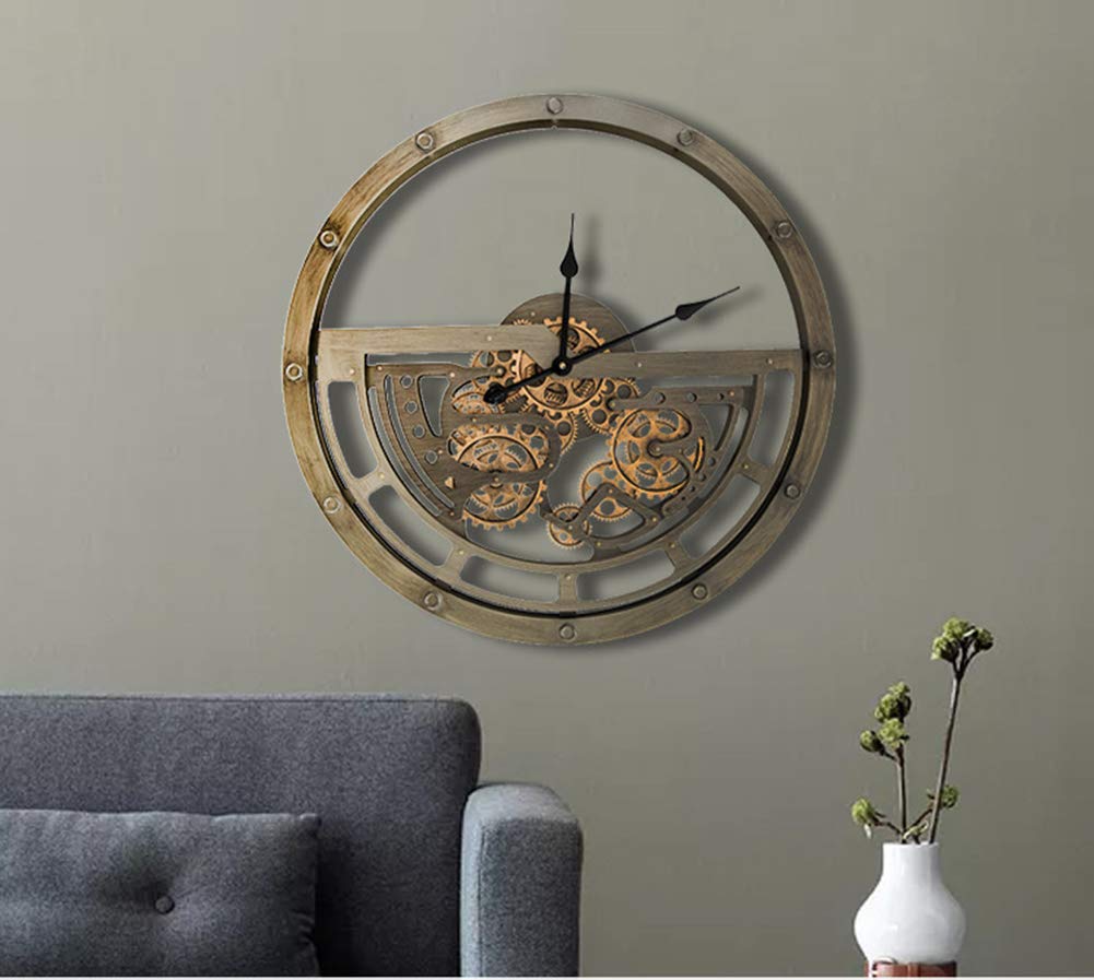 WOERD Reloj De Pared De Estilo Industrial Retro Europeo Engranajes En Movimiento Reloj Creativo De La DecoracióN De La Sala De Estar del Reloj del Engranaje del Arte del Metal