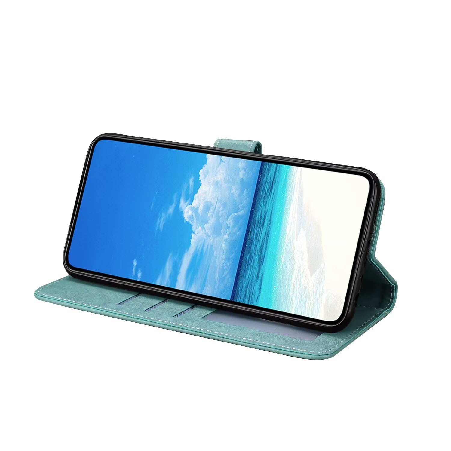 Amazon.co.jp: ZXL グリーン バタフライ エンボス ウォレット ケース