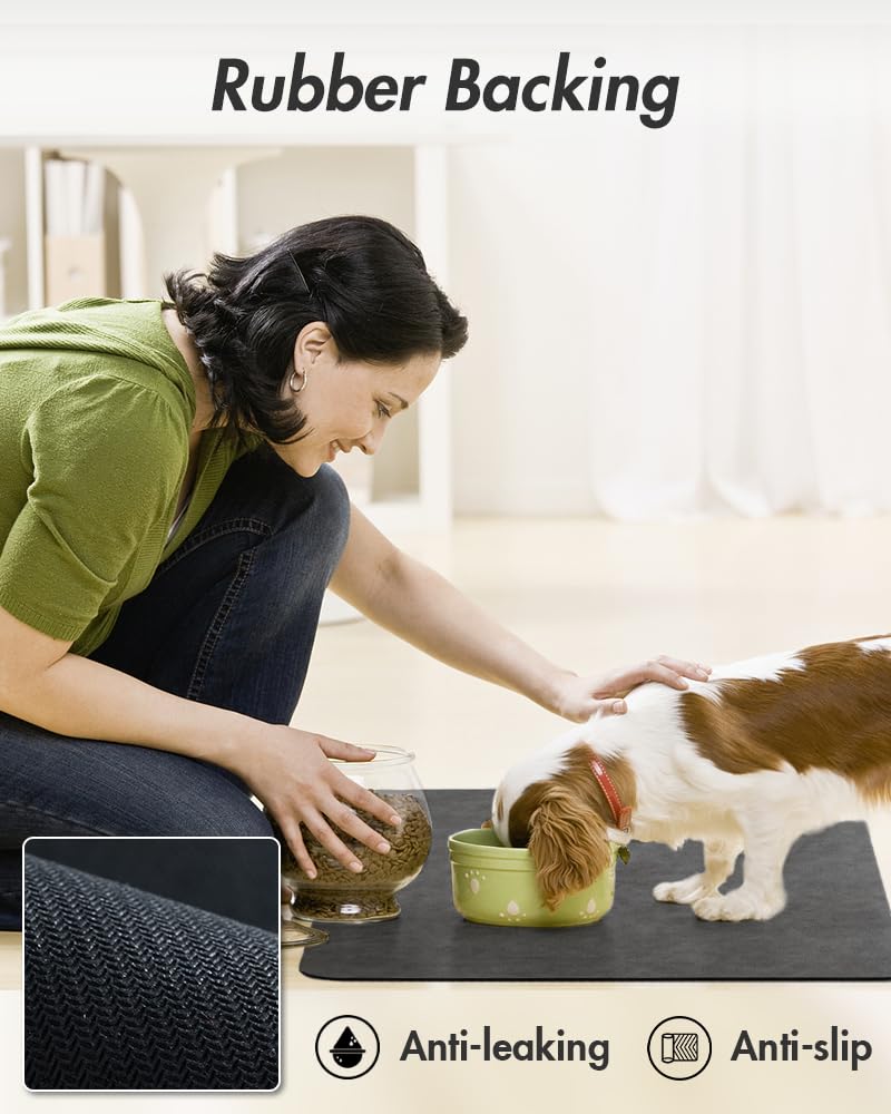 MontVoo - Tapis d'alimentation absorbant pour animaux de compagnie - Tapis pour chien anti-taches pour bol de nourriture et d'eau - Séchage rapide - Tapis de distributeur d'eau pour chien, chat et