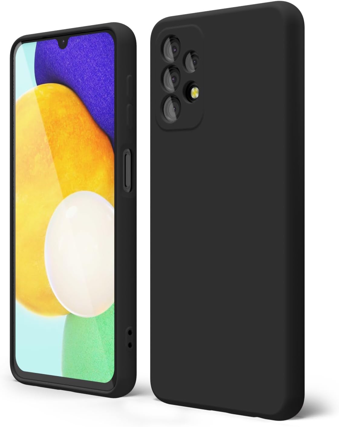 oakxco for Samsung Galaxy A32 5G Phone Case Silicone, Thin Slim Grip Soft Rubber Gel Protective Phone Case for Women, Matte Plain Solid Color Aesthetic Cute Girly Case with Camera Cover, Black